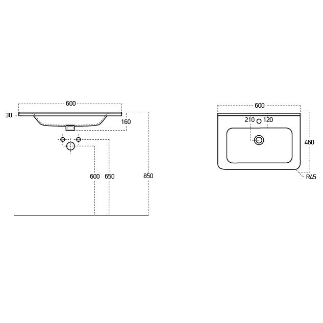 Мебель для ванной комнаты Alavann Wave 60 подвесная, белая