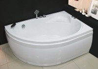 Акриловая ванна Royal Bath Alpine RB 819101 R 160x100 см, угловая, правая, пристенная, белая, асимметричная, с каркасом, с сиденьем