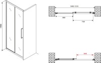 Душевая дверь в нишу Abber Schwarzer Diamant AG30150BH 150 см, профиль черный, стекло прозрачное