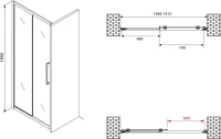 Душевая дверь в нишу Abber Schwarzer Diamant AG30150BH 150 см, профиль черный, стекло прозрачное