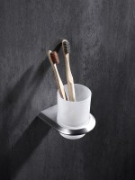 Стакан для ванной Abber Nord AA1556SP настенный, сталь, стеклянный