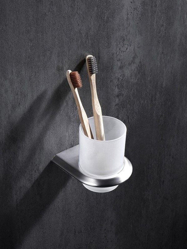 Стакан для ванной Abber Nord AA1556SP настенный, сталь, стеклянный