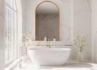 Ванна из искусственного камня Эстет Майами ФР-00017888 170x80 см, отдельностоящая, матовая белая, овальная, со сливом-переливом, с донным клапаном, solid