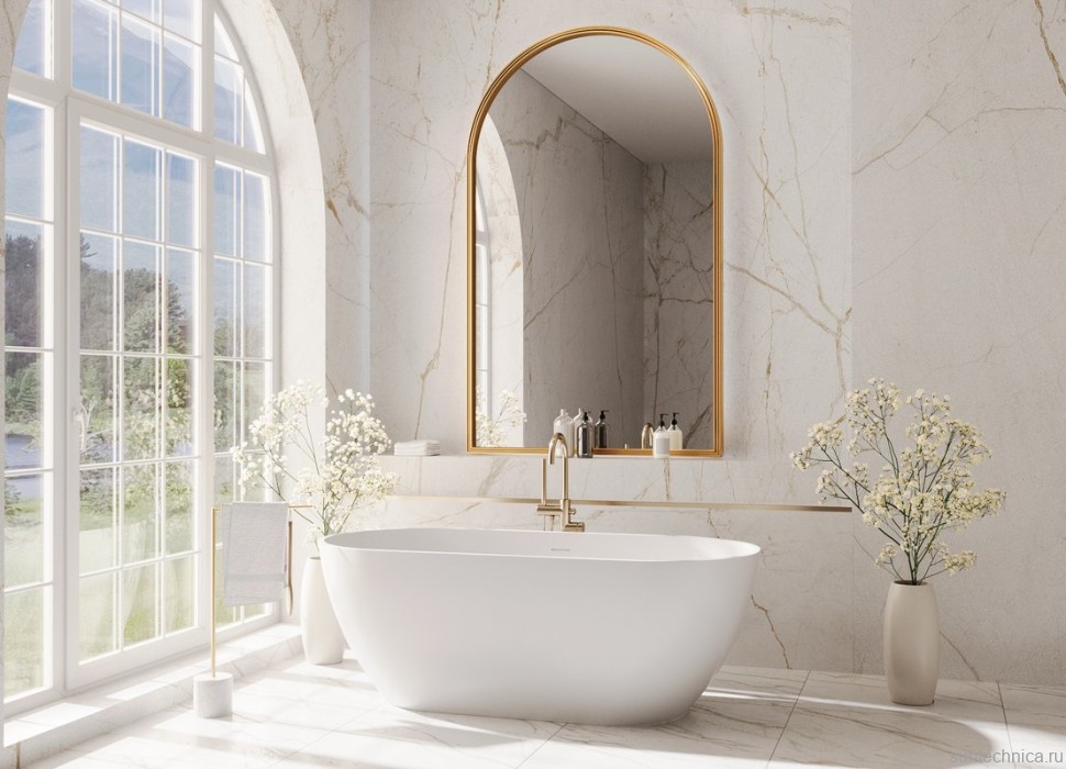 Ванна из искусственного камня Эстет Майами ФР-00017888 170x80 см, отдельностоящая, матовая белая, овальная, со сливом-переливом, с донным клапаном, solid