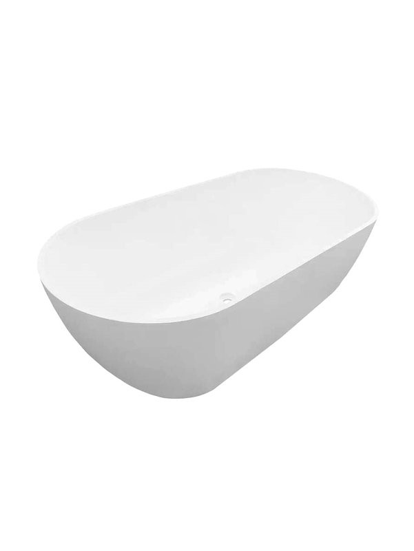 Ванна из искусственного камня Эстет Майами ФР-00017888 170x80 см, отдельностоящая, матовая белая, овальная, со сливом-переливом, с донным клапаном, solid