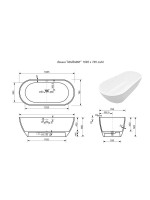 Ванна из искусственного камня Эстет Майами ФР-00017888 170x80 см, отдельностоящая, матовая белая, овальная, со сливом-переливом, с донным клапаном, solid