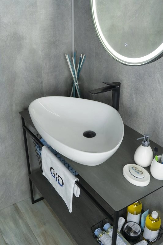 Накладная раковина GID Creativo N9062 67 глянцевая белая, фаянс