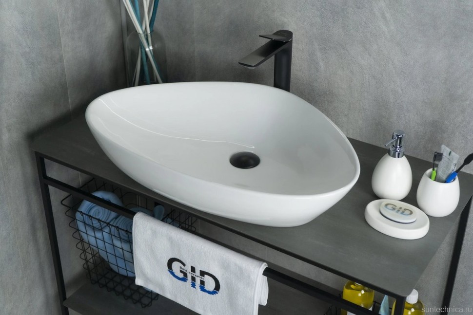 Накладная раковина GID Creativo N9062 67 глянцевая белая, фаянс