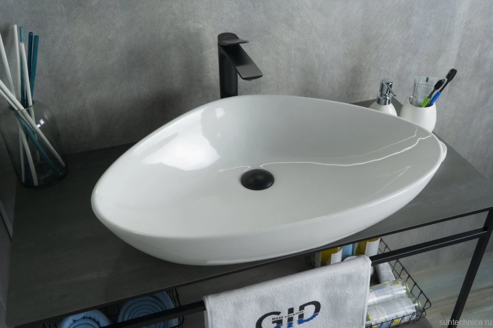 Накладная раковина GID Creativo N9062 67 глянцевая белая, фаянс