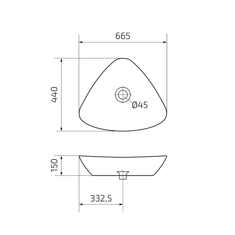 Накладная раковина GID Creativo N9062 67 глянцевая белая, фаянс