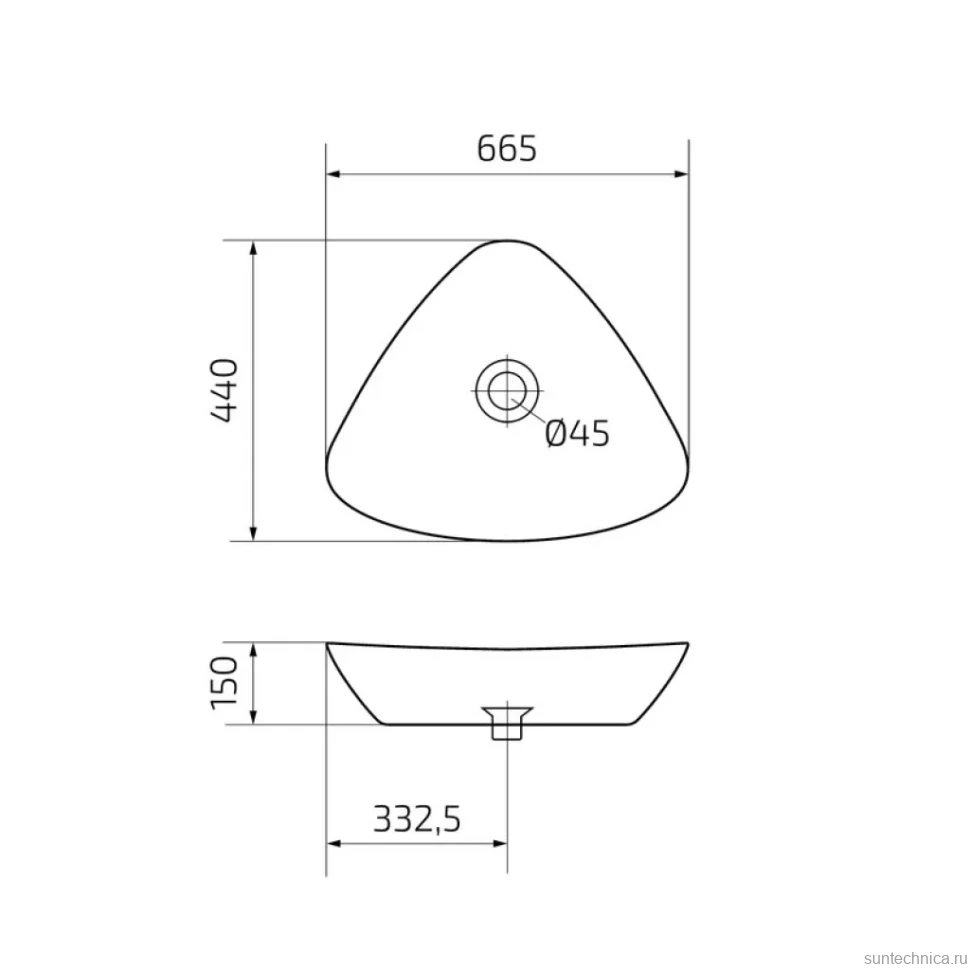 Накладная раковина GID Creativo N9062 67 глянцевая белая, фаянс