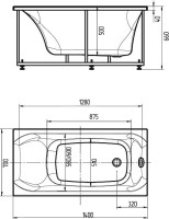 Акриловая ванна AQUATEK Альфа ALF140-0000024 140x70 см, левая, пристенная, белая, с каркасом, с экраном, со сливом-переливом, слив справа