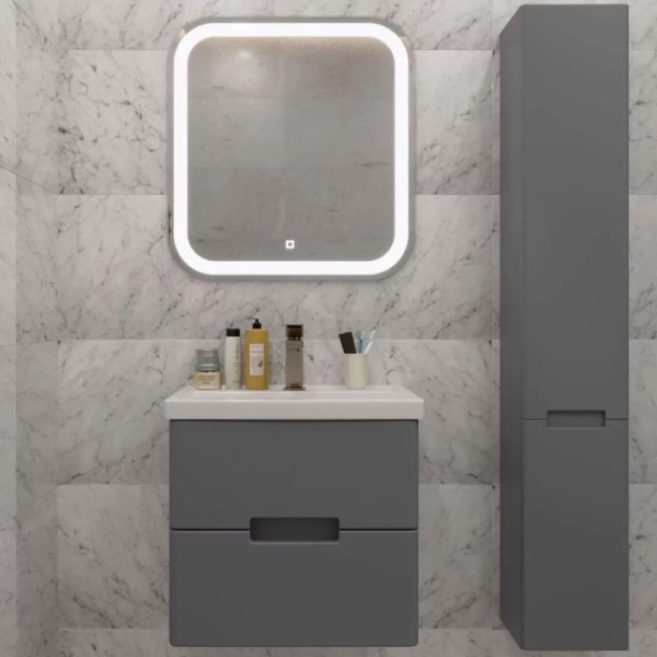 Мебель для ванной комнаты SanStar Noche 50 подвесная, графит софт, раковина Фостер