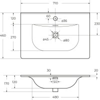 Мебельная раковина BelBagno BB-8099-70 глянцевая белая
