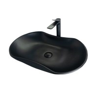 Накладная раковина GID Lago Bm9175 67 матовая черная, овальная, фаянс