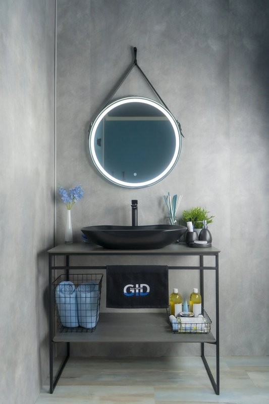 Накладная раковина GID Lago Bm9175 67 матовая черная, овальная, фаянс