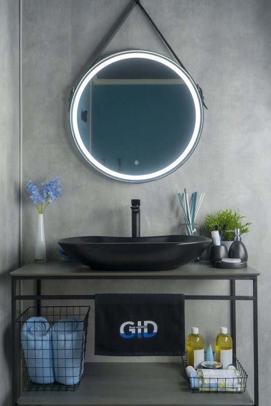 Накладная раковина GID Lago Bm9175 67 матовая черная, овальная, фаянс