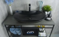 Накладная раковина GID Lago Bm9175 67 матовая черная, овальная, фаянс