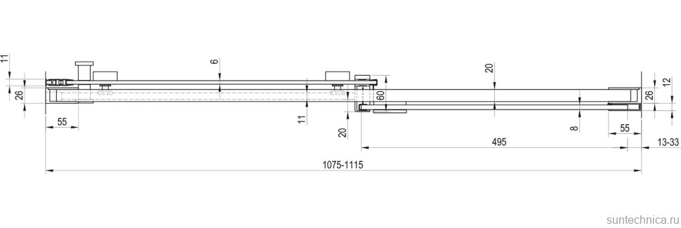 Душевая дверь в нишу Ravak Matrix MSD2-110 R Transparent, профиль белый