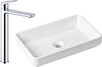 Комплект Накладная раковина Lavinia Boho Bathroom Sink Slim 33311004 + Смеситель Wellsee ICON! for life 182306000 хром