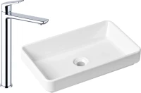 Комплект Накладная раковина Lavinia Boho Bathroom Sink Slim 33311004 + Смеситель Wellsee ICON! for life 182306000 хром