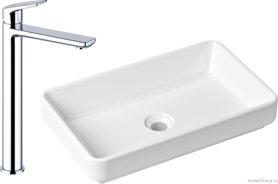Комплект Накладная раковина Lavinia Boho Bathroom Sink Slim 33311004 + Смеситель Wellsee ICON! for life 182306000 хром