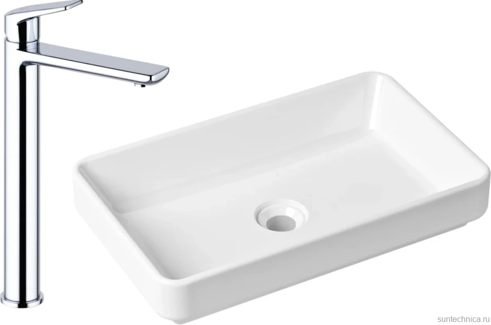 Комплект Накладная раковина Lavinia Boho Bathroom Sink Slim 33311004 + Смеситель Wellsee ICON! for life 182306000 хром