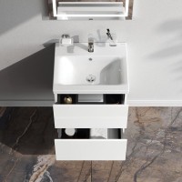 Тумба с раковиной AM.PM Gem 50 подвесная, 2 ящика, белый глянец