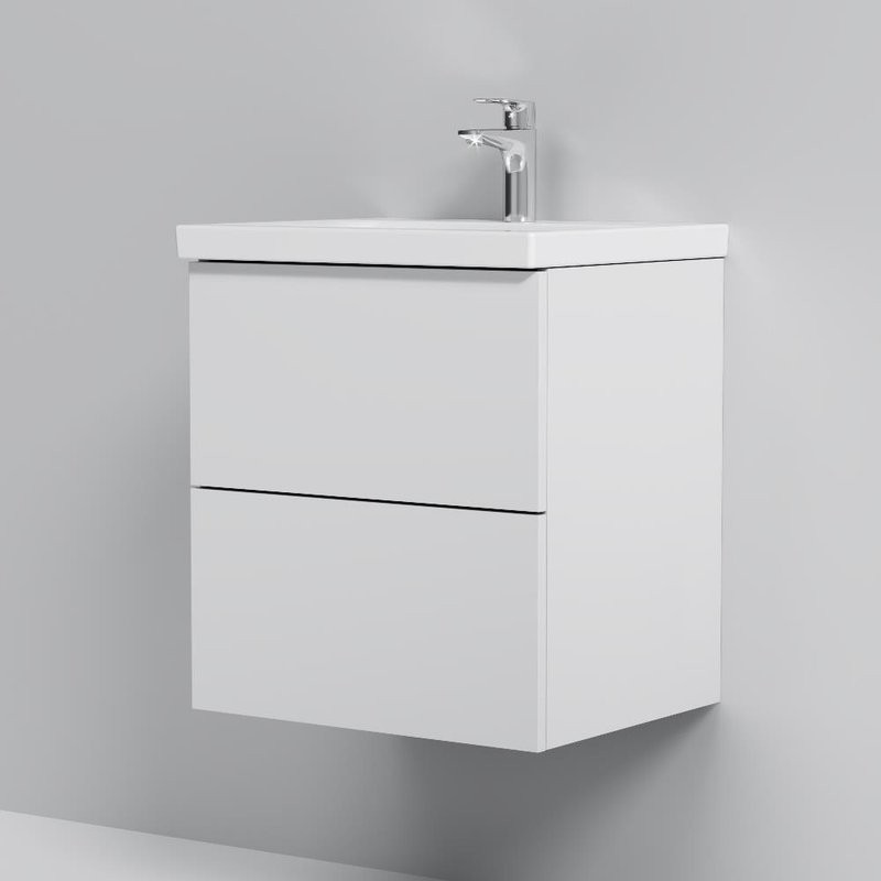 Тумба с раковиной AM.PM Gem 50 подвесная, 2 ящика, белый глянец