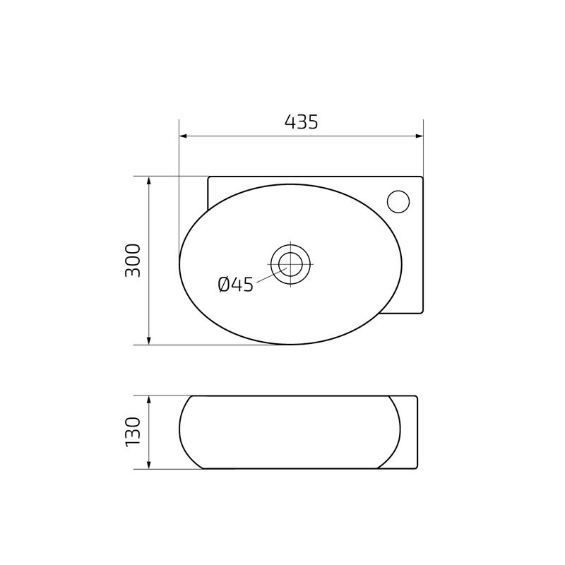 Раковина маленькая в туалет GID Suspendido N9100L 44 глянцевая белая, прямоугольная, фаянс