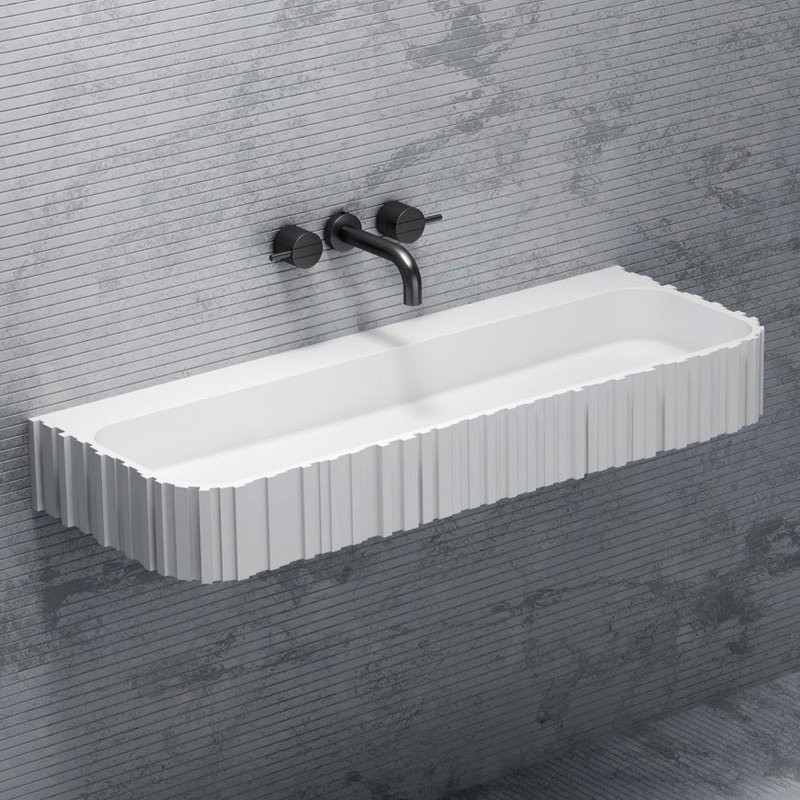 Раковина подвесная Abber Stein AS2652-1.0 100 матовая белая, прямоугольная, искусственный камень