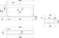 Раковина подвесная Abber Stein AS2652-1.0 100 матовая белая, прямоугольная, искусственный камень