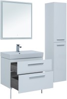 Тумба с раковиной Aquanet Nova 75 белый глянец
