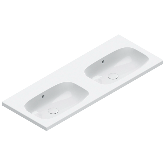 Раковина подвесная Catalano Alvea 0621220001 120 глянцевая белая, прямоугольная, двойная