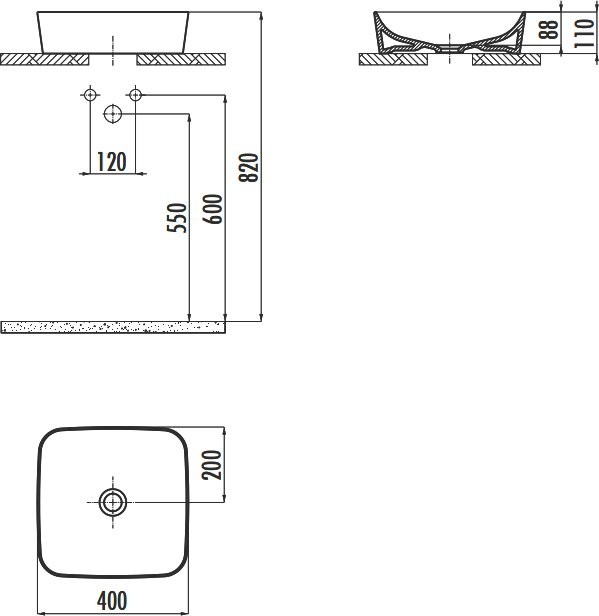 Накладная раковина Creavit Ultra UL040-00AM00E-0000 антрацит
