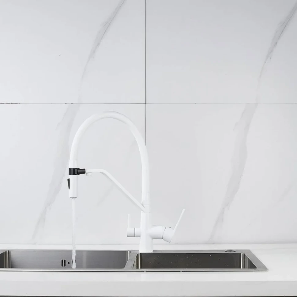 Смеситель для кухни Shevanik S278C белый