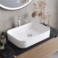 Накладная раковина Cezares 56 глянцевая белая, прямоугольная, фаянс