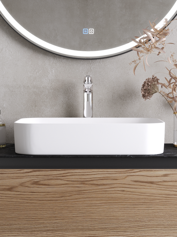 Накладная раковина Cezares 56 глянцевая белая, прямоугольная, фаянс