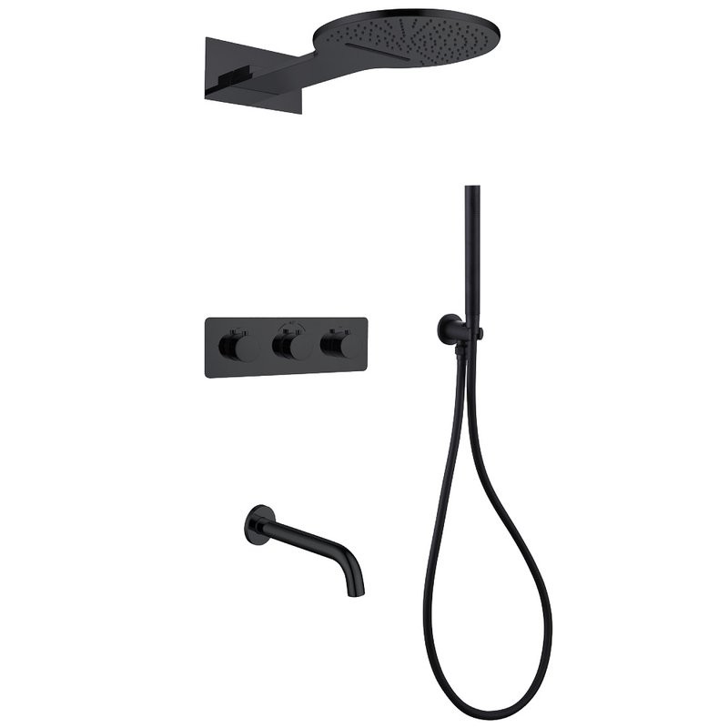 Душевой комплект Abber Wasser Kreis AF8150B С ВНУТРЕННЕЙ ЧАСТЬЮ, матовый черный