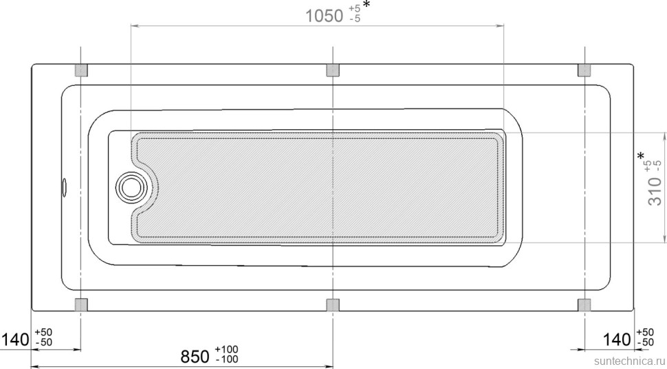 Акриловая ванна Triton Аура 170x70 см, пристенная, белая, на ножках