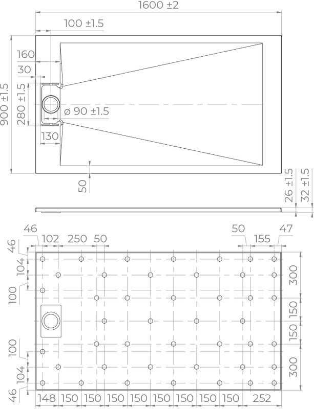 Поддон для душа RGW TUS W 160x90