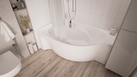 Акриловая ванна Marka One Ergonomika L 175x110 см, угловая, левая, пристенная, белая, асимметричная, с каркасом