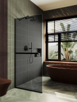 Душевая перегородка Maybahglass MGD-711-6у 109 см, профиль черный, стекло графит