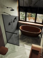 Душевая перегородка Maybahglass MGD-711-6у 109 см, профиль черный, стекло графит