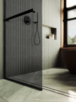 Душевая перегородка Maybahglass MGD-711-6у 109 см, профиль черный, стекло графит