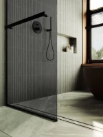 Душевая перегородка Maybahglass MGD-711-6у 109 см, профиль черный, стекло графит