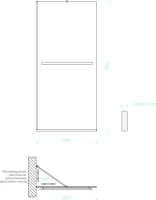 Душевая перегородка Maybahglass MGD-711-6у 109 см, профиль черный, стекло графит