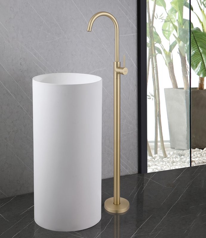 Напольный смеситель для раковины Abber Wasser Kreis AF8141G С ВНУТРЕННЕЙ ЧАСТЬЮ, матовое золото