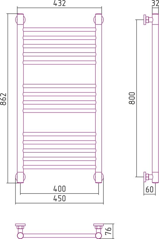 Полотенцесушитель водяной Сунержа Богема + 80x40, прямая