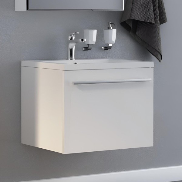 Тумба под раковину 1MarKa Соната 58П с 1 ящиком, белый глянец